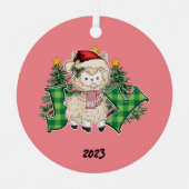 Ornement En Métal Joy Llama Christmas (Recto)