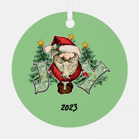 Ornement En Métal Joy Père Noël Christmas (Verso)