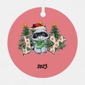 Ornement En Métal Joy Raccoon Noël (Recto)