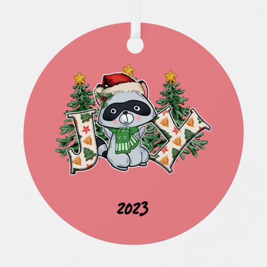 Ornement En Métal Joy Raccoon Noël (Recto)