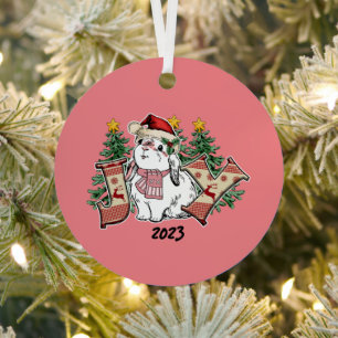 Ornement En Métal Joy White Rabbit Noël