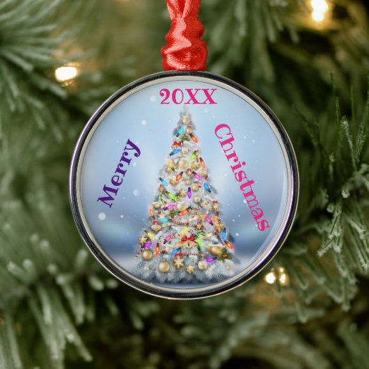 Ornement En Métal Joyeuse famille de Noël et première (Arbre)