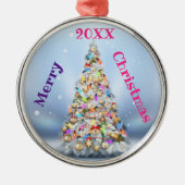 Ornement En Métal Joyeuse famille de Noël et première (Devant)