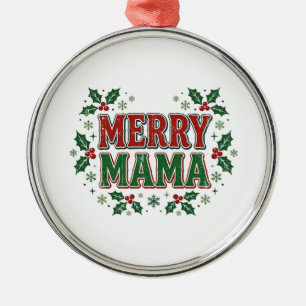 Ornement En Métal Joyeuse Maman Rétro Noël Conception de houx