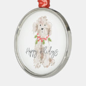 Ornement En Métal Joyeuses fêtes Cockapoo Chien Festive de Noël (Gauche)