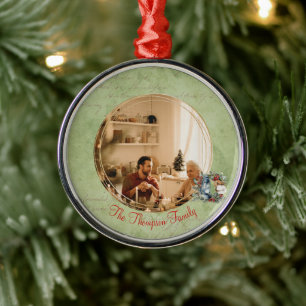 Ornement En Métal Joyeuses fêtes encadrées Photo Joyeux Noël Famille