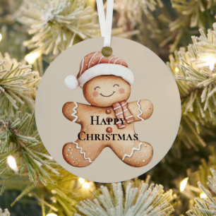 Ornement En Métal Joyeux biscuit en pain d'épices avec Santa Hat