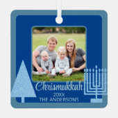 Ornement En Métal Joyeux bleu interconfessionnel Chrismukkah double  (Verso)