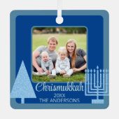 Ornement En Métal Joyeux bleu interconfessionnel Chrismukkah double  (Recto)