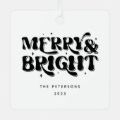 Ornement En Métal Joyeux et lumineux Noël rétro (Recto)