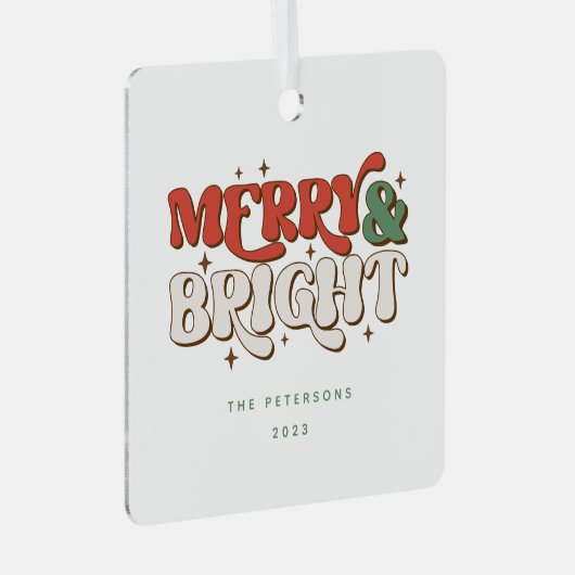 Ornement En Métal Joyeux et lumineux Noël rétro (Avant droite)