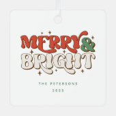 Ornement En Métal Joyeux et lumineux Noël rétro (Recto)