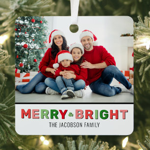 Ornement En Métal Joyeux et Lumineux Photo de Noël