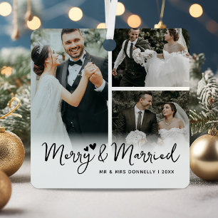 Ornement En Métal Joyeux et marié à nouveau marié Keepsaké Noël