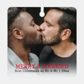 Ornement En Métal Joyeux Et Marié Noël Personnalisé (Verso)