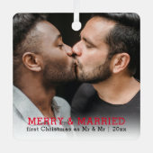 Ornement En Métal Joyeux Et Marié Noël Personnalisé (Recto)