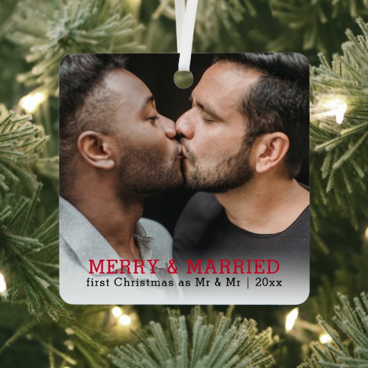 Ornement En Métal Joyeux Et Marié Noël Personnalisé (Insitu)