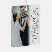 Ornement En Métal Joyeux et mariés Noël photo simple (Avant droite)