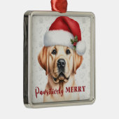 Ornement En Métal Joyeux Jaune Labrador Retriever Chien Noël (Droite)