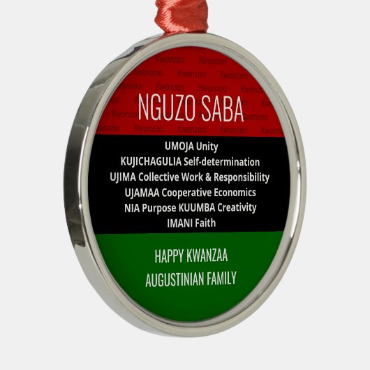 Ornement En Métal Joyeux Kwanzaa NGUZO SABA (Droite)