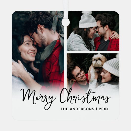 Ornement En Métal Joyeux Noël 3 Photo Keepsaké (Verso)