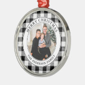 Ornement En Métal Joyeux Noël à la mode en noir et blanc (Gauche)