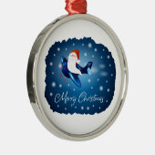 Ornement En Métal Joyeux Noël avec Père Noël (Droite)