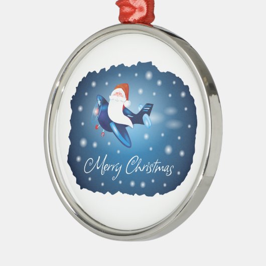 Ornement En Métal Joyeux Noël avec Père Noël (Gauche)