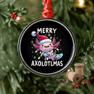 Ornement En Métal Joyeux Noël Axolotl Lumières Axolotlmas Arbre