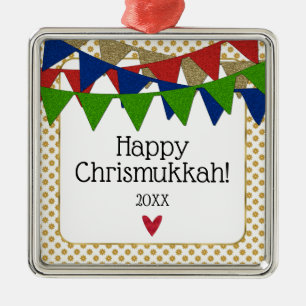 Ornement En Métal Joyeux Noël Chrismukkah et Hanoukka