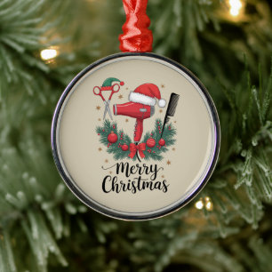 Ornement En Métal Joyeux Noël coiffeur coiffeur Xmas coiffure