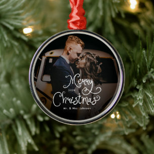 Ornement En Métal Joyeux Noël Écriture Fantaisiste  Photo personnali