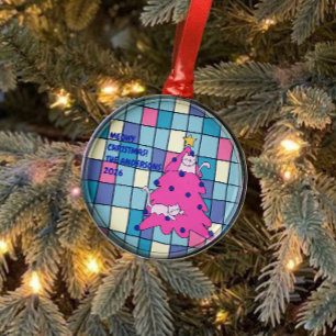 Ornement En Métal Joyeux Noël Fête de Chat