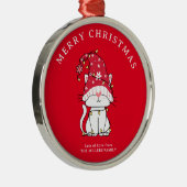 Ornement En Métal Joyeux Noël Funny Mignonne Chat de Noël (Droite)