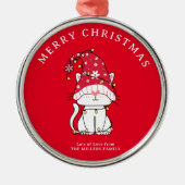 Ornement En Métal Joyeux Noël Funny Mignonne Chat de Noël (Devant)