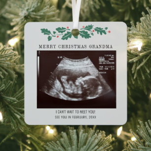 Ornement En Métal Joyeux Noël Grand-mère Échographie de grossesse