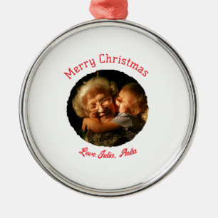 Ornement En Métal Joyeux Noël grand-mère fille photo cercle