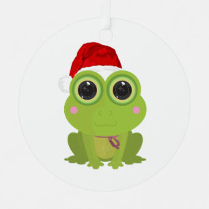 Ornement En Métal Joyeux Noël Grenouille Chapeau de Père Noël Fête d