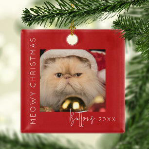 Ornement En Métal Joyeux Noël Miaou Arbre de Noël avec photo de vo