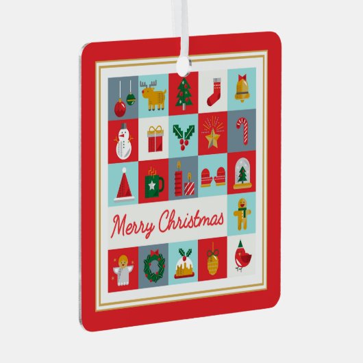Ornement En Métal Joyeux Noël mignon Rétro hiver Icônes de Noël (Avant droite)
