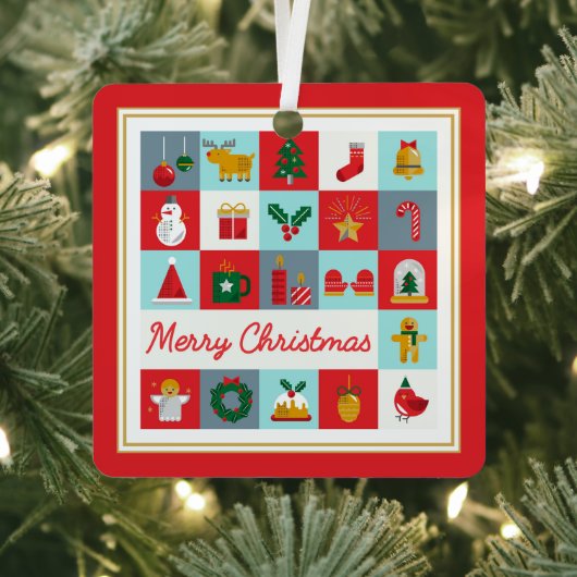 Ornement En Métal Joyeux Noël mignon Rétro hiver Icônes de Noël (Insitu)