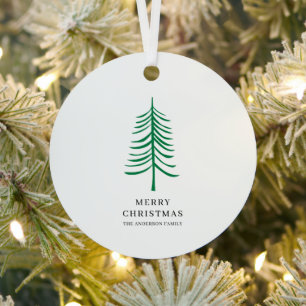 Ornement En Métal Joyeux Noël minimaliste vert arbre moderne