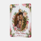 Ornement En Métal Joyeux Noël moderne Famille Photo Cadre Floral (Avant gauche)