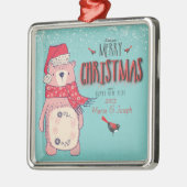 Ornement En Métal Joyeux Noël - Ours de Noël et texte modifiable sur (Gauche)