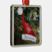 Ornement En Métal Joyeux Noël Père Noël Croire Casquette (Droite)