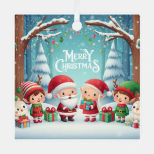 Ornement En Métal Joyeux Noël/père Noël/neige elfes