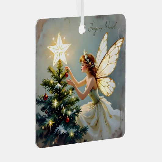 Ornement En Métal Joyeux Noël | Pretty Fairy Personalized Christmas (Avant droite)