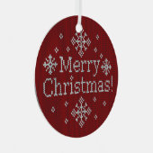 Ornement En Métal Joyeux Noël Rouge & Blanc Faux Knit (Avant droite)