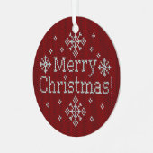 Ornement En Métal Joyeux Noël Rouge & Blanc Faux Knit (Avant gauche)
