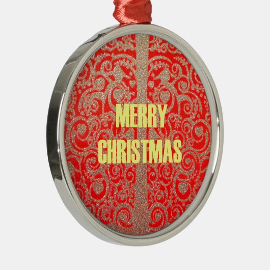 Ornement En Métal Joyeux Noël Rouge et Gold Collection (Droite)